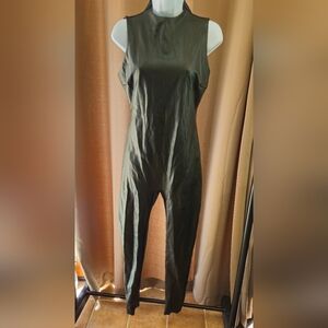 SKIMS Faux Leather Sleeveless Jumpsuit - Black